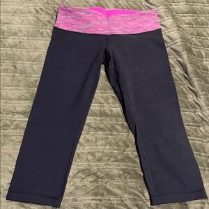 Lululemon Athletica Black Leggings with Pink Waistband
